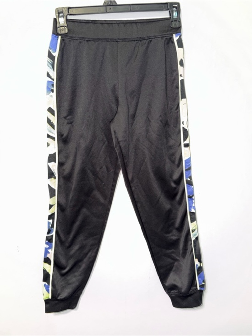 Kids Black Athletic Jogger Pants with Blue Accent Stripe
